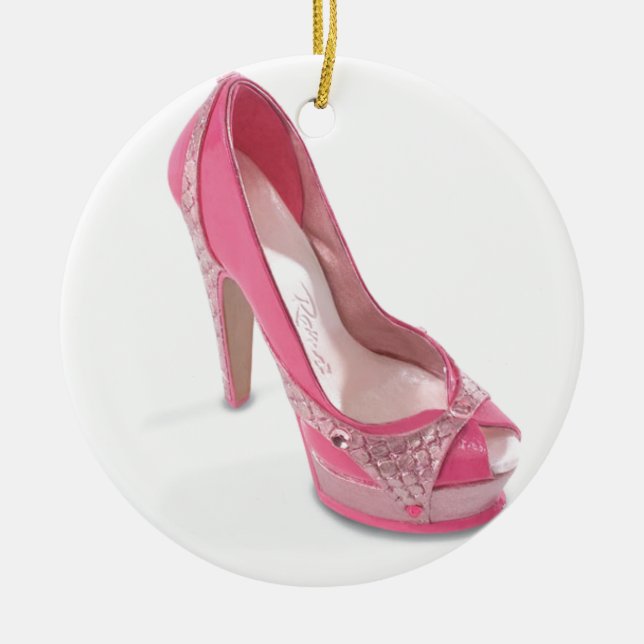 legally pink shoes ceramic tree decoration (Front)