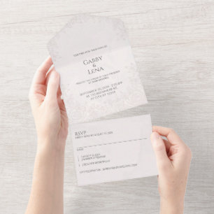 legant Blush Peony Floral All In One Wedding Invit Invitation