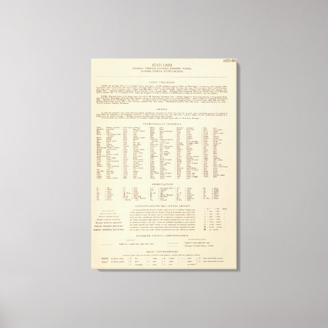 Legend 14546 Ark, Tenn, La, Miss, Fla, Ala, Ga, SC Canvas Print (Front)