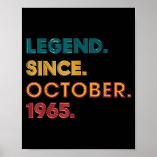 Legend 1965 60th Birthday For Men Women 60 Year Ol Poster