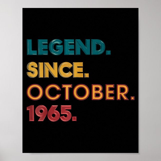Legend 1965 60th Birthday For Men Women 60 Year Ol Poster (Front)