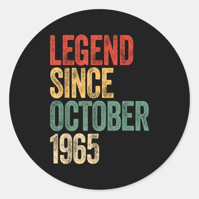 Legend 1965 60th Birthday For Men Women 60 Years O Classic Round Sticker (Front)