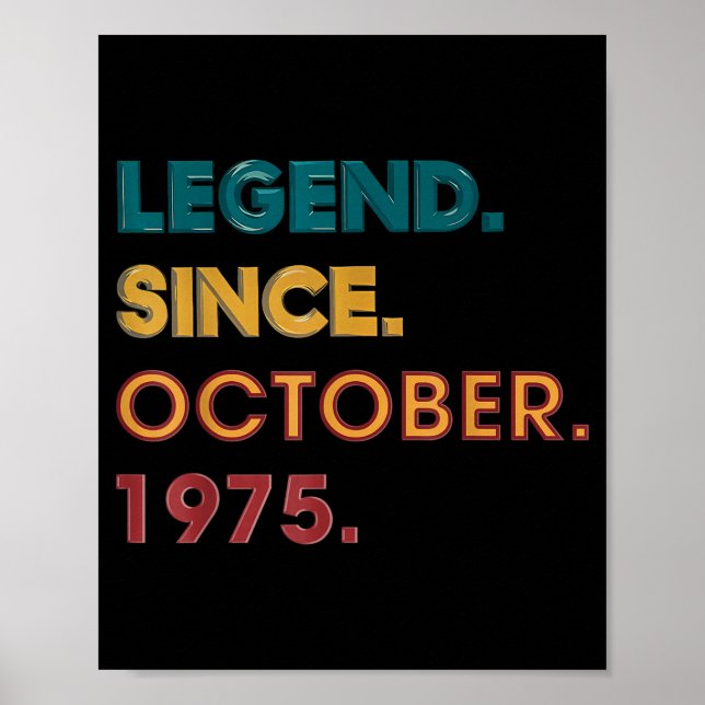 Legend 1975 50th Birthday For Men Women 50 Year Ol Poster (Front)