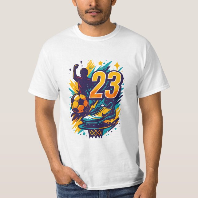 Legend 23 Sports Tee – Basketball & Soccer Fusion (Front)