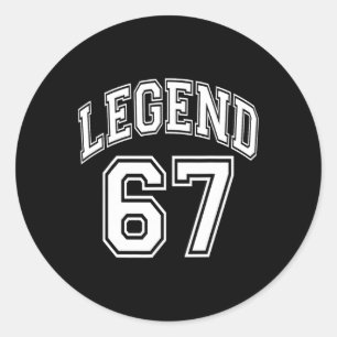 Legend 67 Number Varsity Team - 67th Birthday And Classic Round Sticker