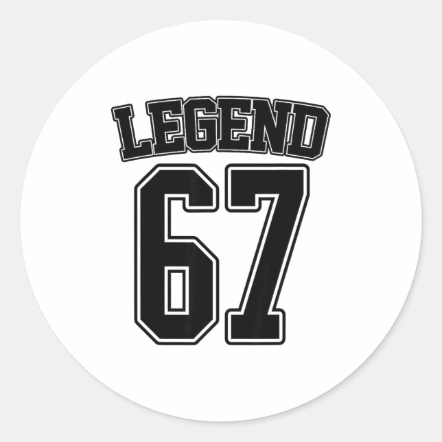 Legend 67 Six Seven Srts Number Varsity Team 67th  Classic Round Sticker (Front)