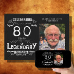 Legend 80th Birthday Photo Black Vintage Invitation<br><div class="desc">Celebrate the life of an extraordinary individual with a unique black and white vintage inspired birthday invitation. Showcase a favourite photo of the legendary individual and their life story with this one-of-a-kind invitation. Invite family and friends to come and take part in the special celebration and honour the life of...</div>