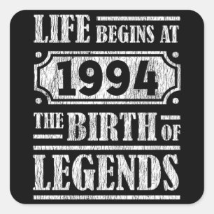 Legend Born in 1994 Retro Vintage Birthday Gift Square Sticker