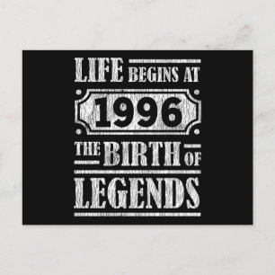 Legend Born in 1996 Retro Vintage Birthday Gift Postcard