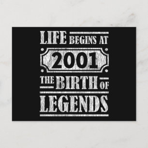 Legend Born in 2001 Retro Vintage Birthday Gift Postcard