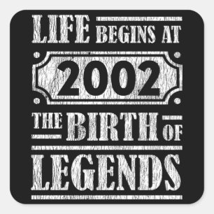 Legend Born in 2002 Retro Vintage Birthday Gift Square Sticker