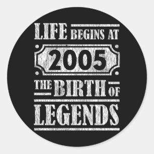 Legend Born in 2005 Retro Vintage Birthday Gift Classic Round Sticker