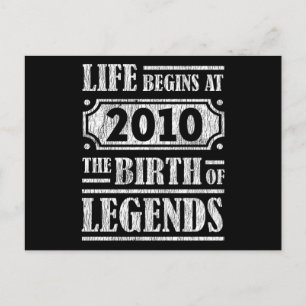Legend Born in 2010 Retro Vintage Birthday Gift Postcard