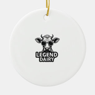 Legend Dairy Funny Farmer Cow Farmer Pun Graphic T Ceramic Tree Decoration