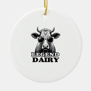 Legend Dairy Funny Farmer Cow Farmer Pun Graphic T Ceramic Tree Decoration