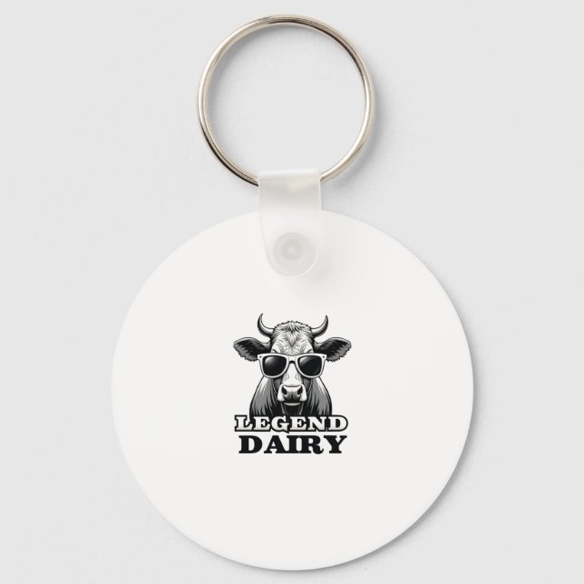 Legend Dairy Funny Farmer Cow Farmer Pun Graphic T Key Ring (Front)