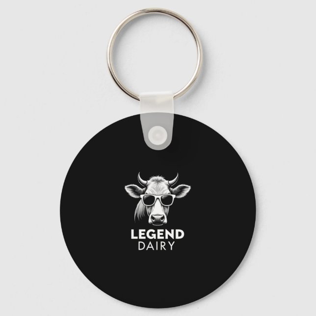 Legend Dairy Funny Farmer Cow Farmer Pun Graphic T Key Ring (Front)