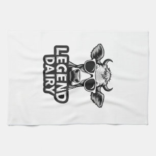 Legend Dairy Funny Farmer Cow Farmer Pun Graphic T Tea Towel