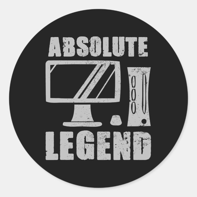 Legend Funny Video Game Player Quote Pc Gaming Rig Classic Round Sticker (Front)