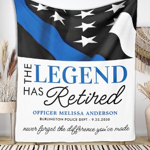 Legend Has Retired Blue Flag Police Retirement  Fleece Blanket