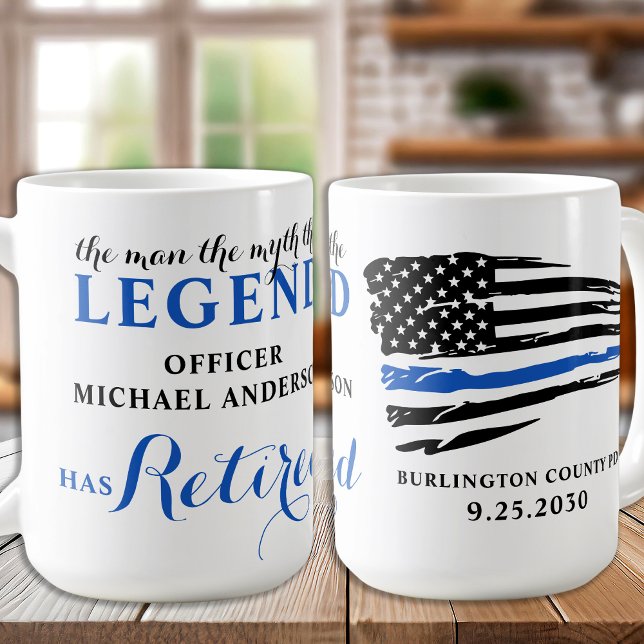 Legend Has Retired Thin Blue Line Personalised Coffee Mug (Creator Uploaded)