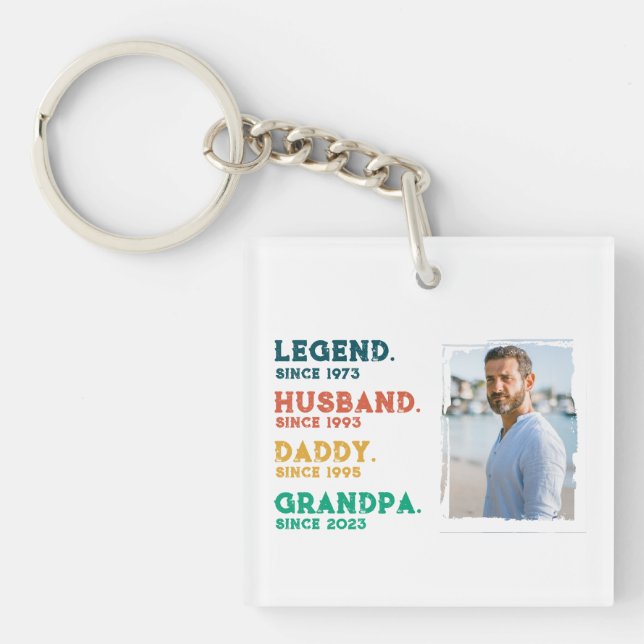 Legend Husband Daddy Grandpa Personalised T-Shirt Key Ring (Front)