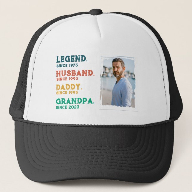 Legend Husband Daddy Grandpa Personalised T-Shirt Trucker Hat (Front)