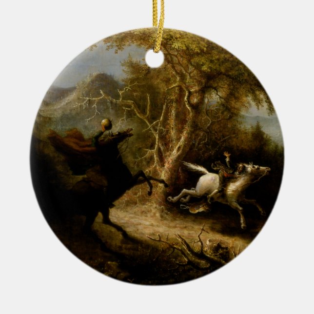 Legend of Headless Horseman Halloween Ghost Ceramic Tree Decoration (Front)