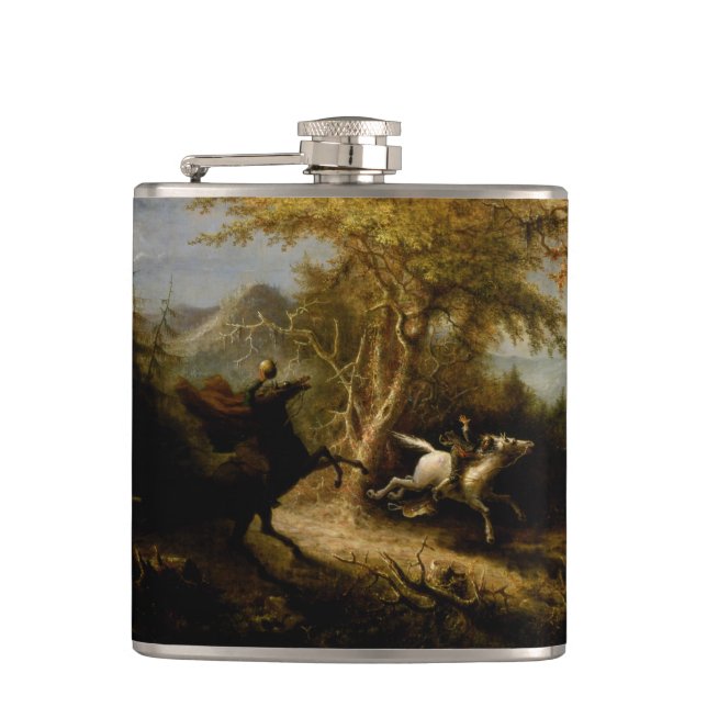 Legend of Headless Horseman Halloween Ghost Hip Flask (Front)