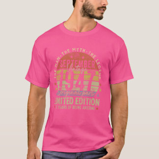 Legend September 1947 Vintage 77th Birthday Made i T-Shirt