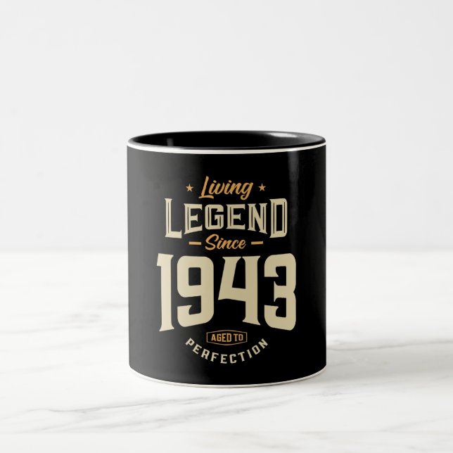 Legend Since 1943 80th Birthday Two-Tone Coffee Mug (Center)