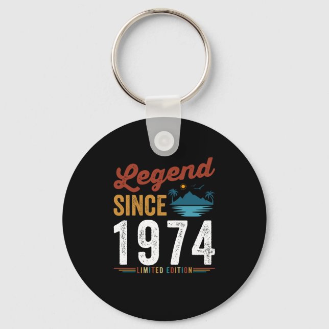Legend Since 1974 Birthday Retro Vintage Key Ring (Front)