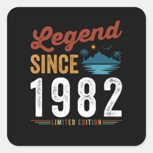 Legend Since 1982 Birthday Retro Vintage Square Sticker