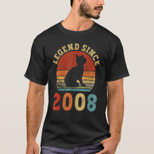 Legend Since 2008 Vintage 14th 14 Years Old Cat Bi T-Shirt
