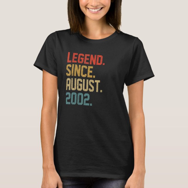 Legend Since August 2002 20 Year Old  20th Birthda T-Shirt (Front)
