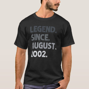 Legend Since August 2002  20 Years Old 20th Birthd T-Shirt