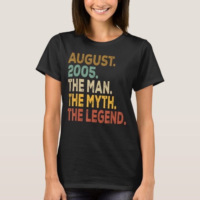 Legend Since August 2005 18 Years Old 18th Birthda T-Shirt (Front)