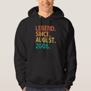 Legend Since August 2008 14 Years Old 14th Birthda Hoodie