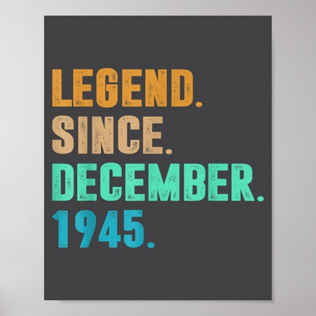 Legend Since December 1945 Birth Of Birthday 1945  Poster (Front)
