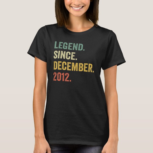Legend Since December 2012 10th Birthday  10 Years T-Shirt (Front)