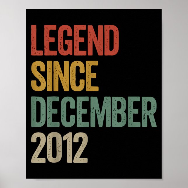 Legend Since December 2012 13th Birthday Retro Vin Poster (Front)