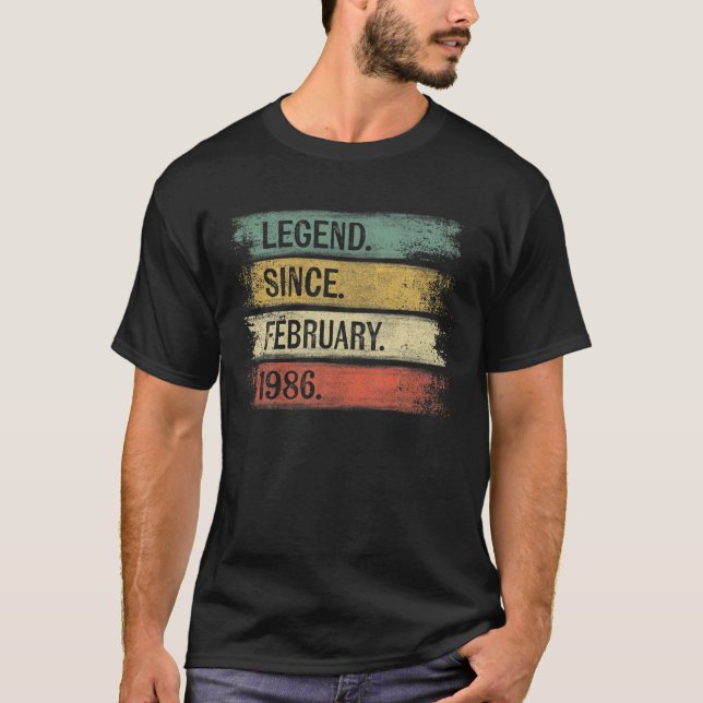 Legend Since February 1986 35 Year Old 35Th Birthd T-Shirt (Front)