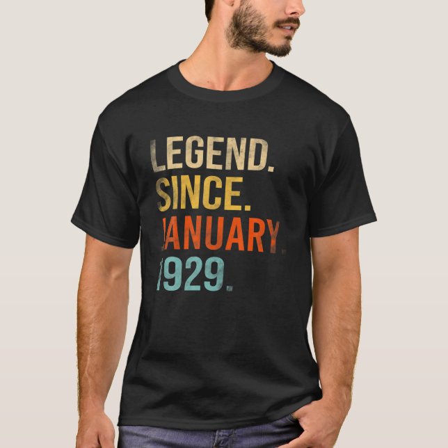 Legend Since January 1929 93Th Birthday 93 Year Ol T-Shirt (Front)