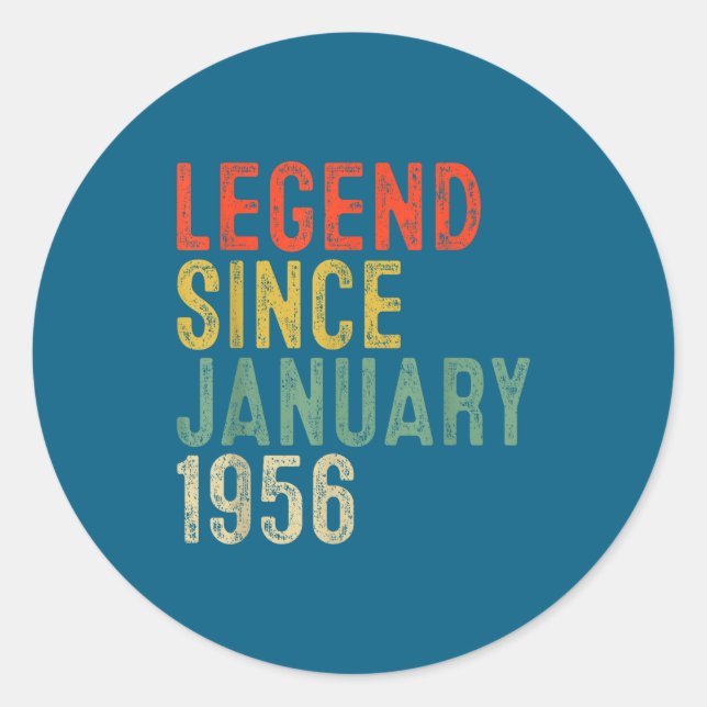 Legend Since January 1956 70th Birthday 70 Year Ol Classic Round Sticker (Front)