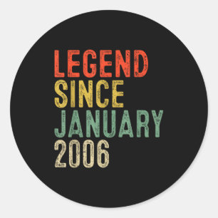 Legend Since January 2006 20th Birthday Gifts 20 Y Classic Round Sticker