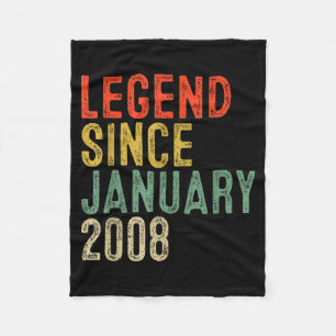 Legend Since January 2008 18th Birthday 18 Year Ol Fleece Blanket