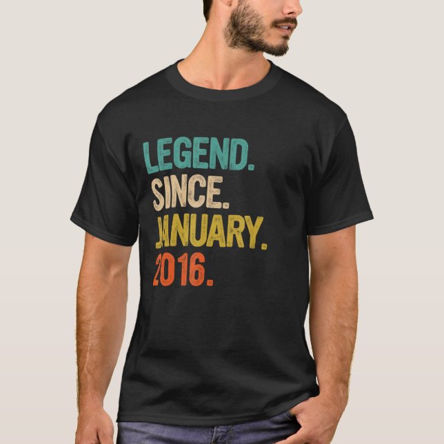 Legend Since January 2016 7th Birthday  7 Years Ol T-Shirt (Front)