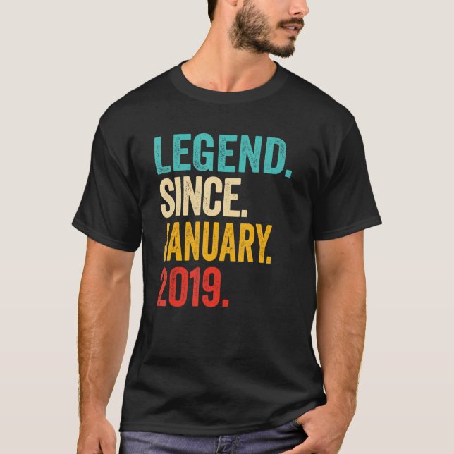 Legend Since January 2019 4 Years Old 4th Birthday T-Shirt (Front)