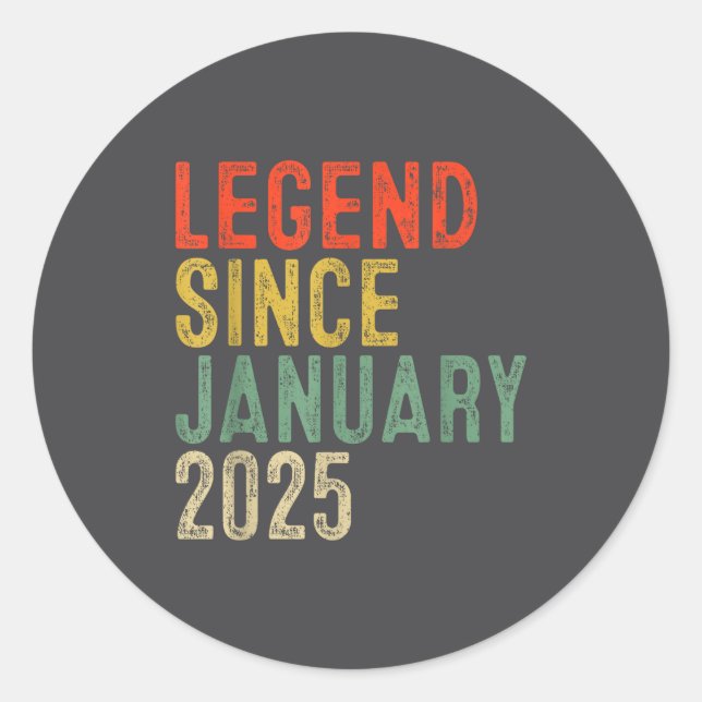 Legend Since January 2025 1st Birthday 1 Year Old  Classic Round Sticker (Front)