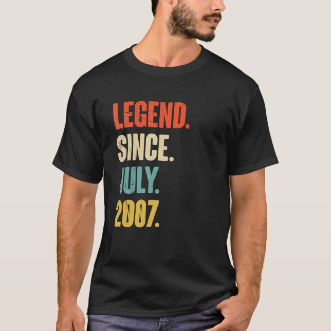 Legend Since July 2007  15 Year Old Gift 15th Birt T-Shirt (Front)